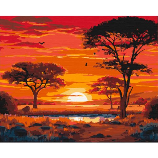 Serengeti nemzeti park - Számfestő készlet kereten 40x50