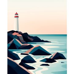   Geometrikus világítótorony - Számfestő készlet kereten 40x50