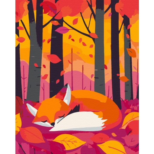 Alvó róka - Számfestő készlet kereten 40x50