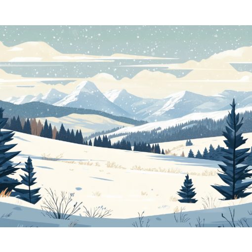 Hóval borított rét - Számfestő készlet kereten 40x50