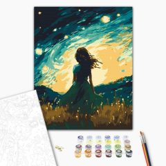 Csillagfényes éjszaka - Számfestő készlet kereten 40x50