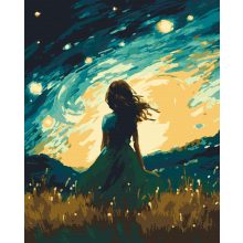 Csillagfényes éjszaka - Számfestő készlet kereten 40x50