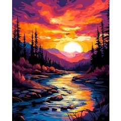 Naplemente patak - Számfestő készlet kereten 40x50