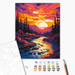 Naplemente patak - Számfestő készlet kereten 40x50