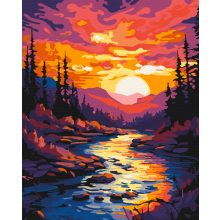 Naplemente patak - Számfestő készlet kereten 40x50