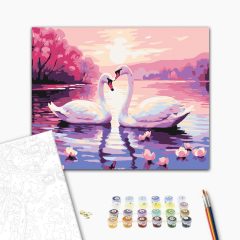 Hattyúk tava - Számfestő készlet kereten 40x50