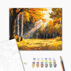   Goldener Herbstwald - Malen-nach-Zahlen-Set auf Keilrahmen 40x50