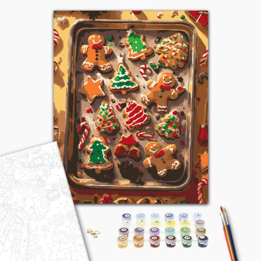 Édes mézeskalács - Számfestő készlet kereten 40x50