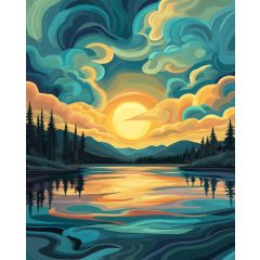 Abasztrakt tájkép - Számfestő készlet kereten 40x50