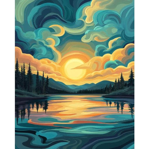 Abasztrakt tájkép - Számfestő készlet kereten 40x50