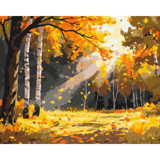 Goldener Herbstwald - Malen-nach-Zahlen-Set auf Keilrahmen 40x50