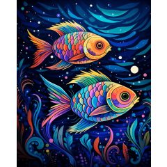 Színes halak - Számfestő készlet kereten 40x50