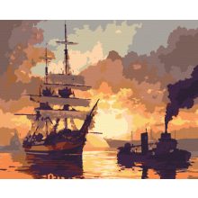 Hajók találkozása - Számfestő készlet kereten 40x50