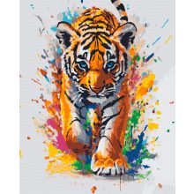 Festékes tigris - Számfestő készlet kereten 40x50