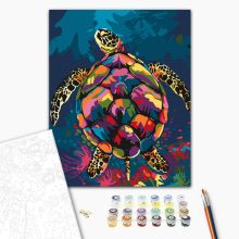 Színes teknős - Számfestő készlet kereten 40x50