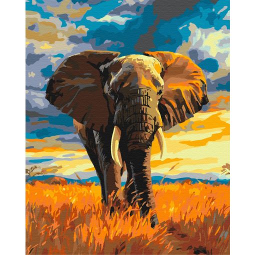 Der Riese der Savanne - Malen-nach-Zahlen-Set auf Keilrahmen 40x50