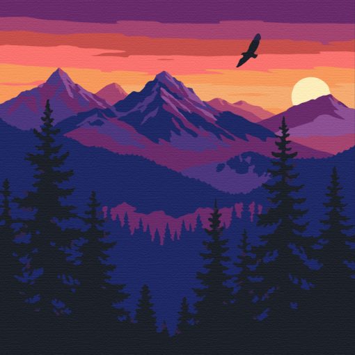 Távoli horizont - Számfestő készlet kereten 40x40