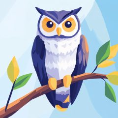 Figyelő bagoly - Számfestő készlet kereten 40x40