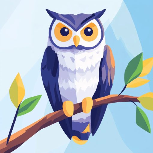 Figyelő bagoly - Számfestő készlet kereten 40x40