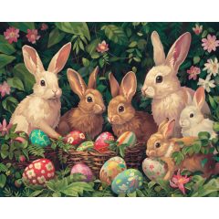 Nyuszi család - Számfestő készlet kereten 40x50