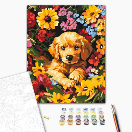 Blumen zwischen - Malen-nach-Zahlen-Set auf Keilrahmen 40x50