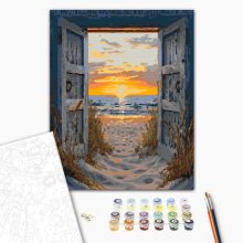 Ajtó a naplementéhez - Számfestő készlet kereten 40x50