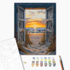 Ajtó a naplementéhez - Számfestő készlet kereten 40x50