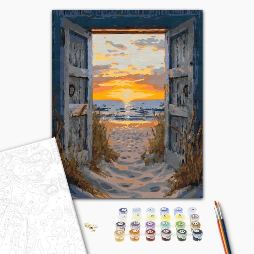 Ajtó a naplementéhez - Számfestő készlet kereten 40x50