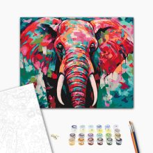 Színes elefánt - Számfestő készlet kereten 40x50