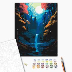 Elvarázsolt vízesés - Számfestő készlet kereten 40x50