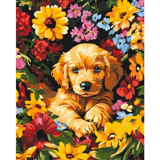 Blumen zwischen - Malen-nach-Zahlen-Set auf Keilrahmen 40x50