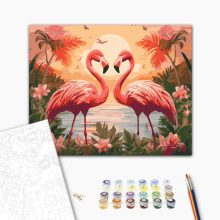 Flamingo szerelem - Számfestő készlet kereten 40x50