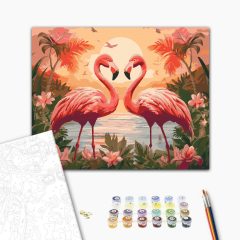 Flamingo szerelem - Számfestő készlet kereten 40x50