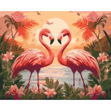 Flamingo szerelem - Számfestő készlet kereten 40x50