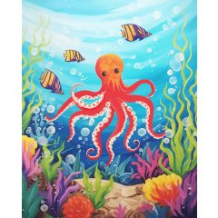 Barátságos polip - Számfestő készlet kereten 40x50