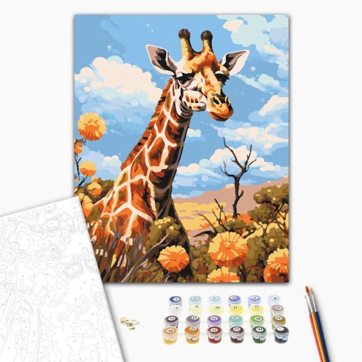 Afrikai reggel - Számfestő készlet kereten 40x50