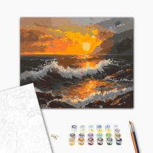 Szívmelengető naplemente - Számfestő készlet kereten 40x50