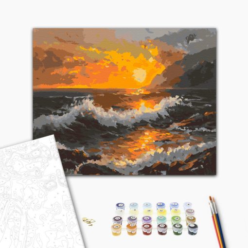 Szívmelengető naplemente - Számfestő készlet kereten 40x50