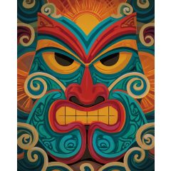 Maori maszk - Számfestő készlet kereten 40x50