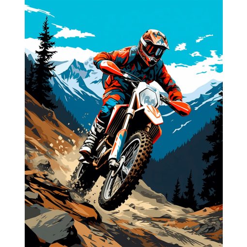 Hegyi motoros - Számfestő készlet kereten 40x50