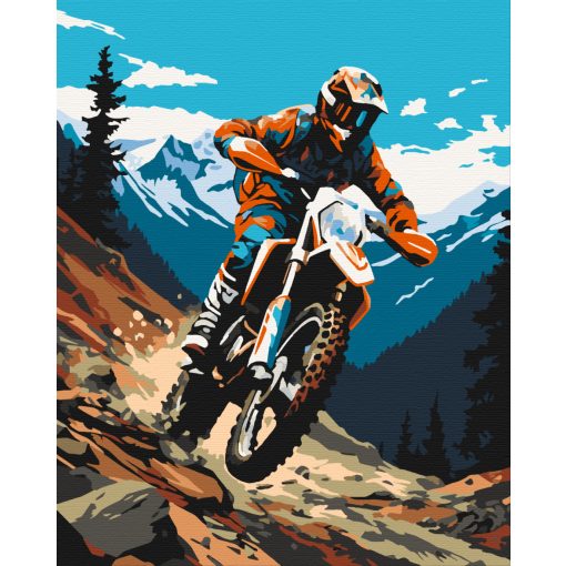 Hegyi motoros - Számfestő készlet kereten 40x50