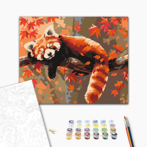 Vörös panda - Számfestő készlet kereten 40x50