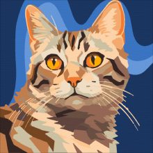 Geometrikus cica portré - Számfestő készlet kereten 40x40