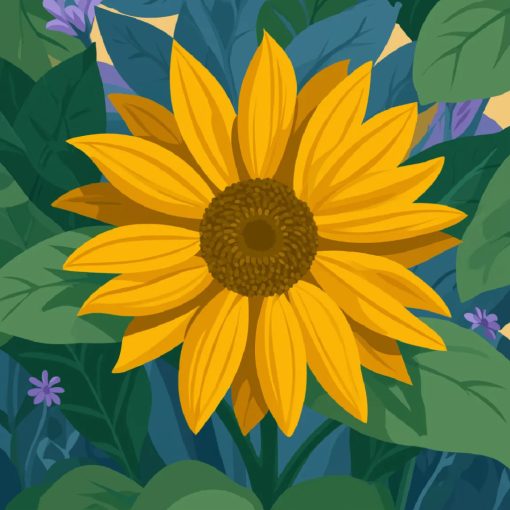 Napraforgó sugarak - Számfestő készlet kereten 40x40