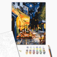 Kávéház terasz - Számfestő készlet kereten 40x50