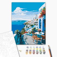 Égszínkék nyugalom - Számfestő készlet kereten 40x50