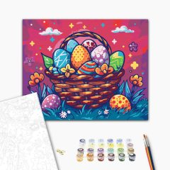 Színes kosár - Számfestő készlet kereten 40x50