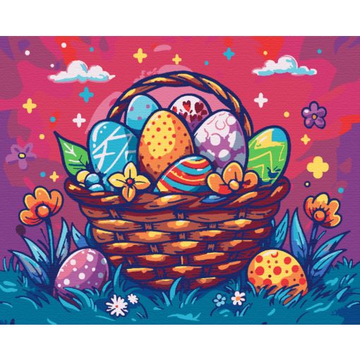 Színes kosár - Számfestő készlet kereten 40x50