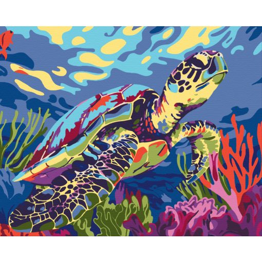 Korallzátony teknőssel - Számfestő készlet kereten 40x50