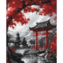 Panorama in Japan - 3-teiliges Malen-nach-Zahlen-Set auf Leinwand